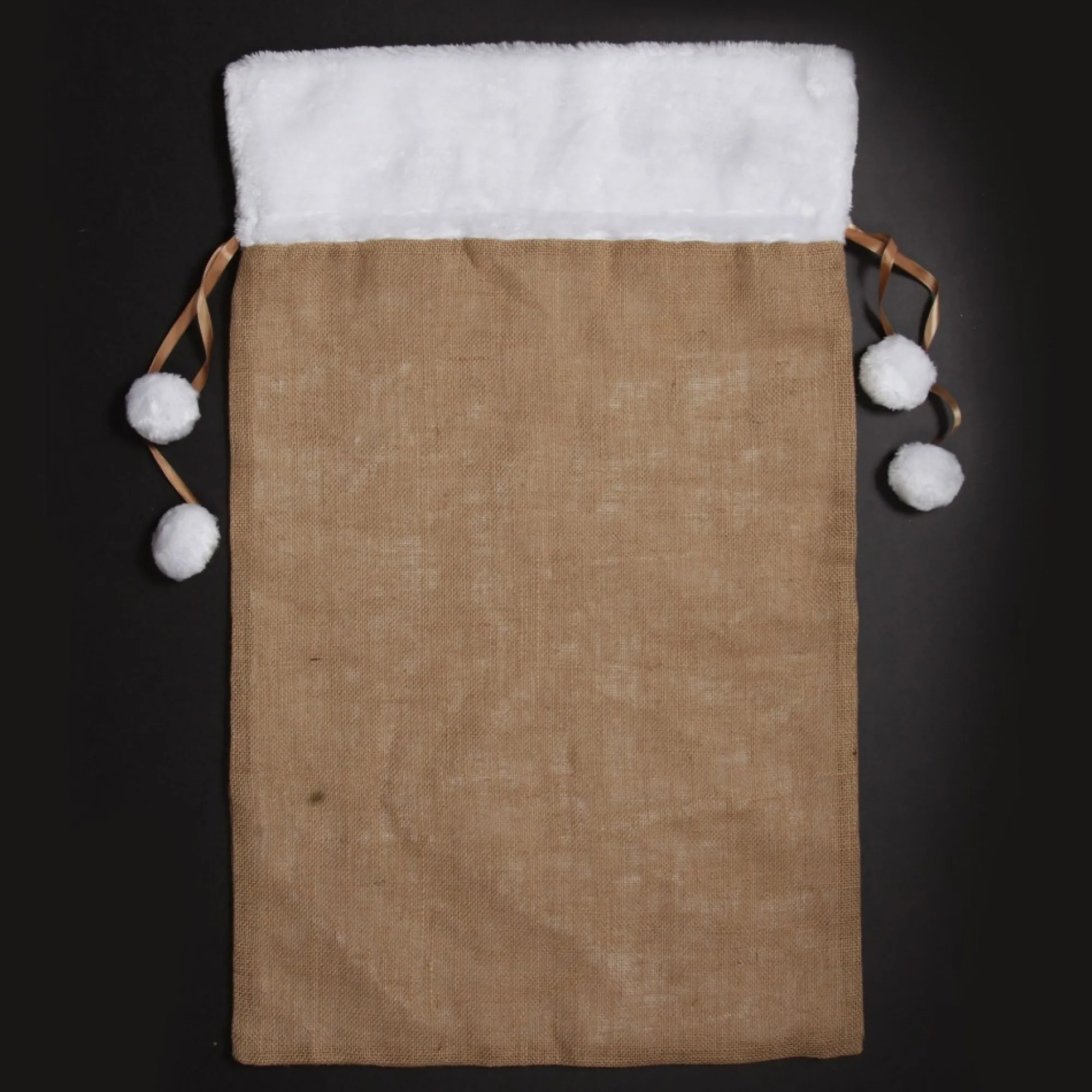 Personalised Burlap and White Fur Santa Sack Best