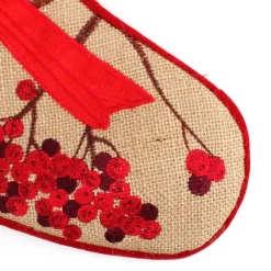 Personalised Burlap Cardinal Bird Christmas Stocking Discount