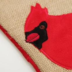 Personalised Burlap Cardinal Bird Christmas Stocking Discount