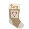 Personalised Burlap Heart Christmas Stocking Flash Sale