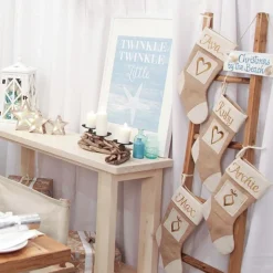 Personalised Burlap Heart Christmas Stocking Flash Sale