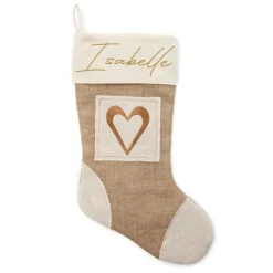 Personalised Burlap Heart Christmas Stocking Flash Sale