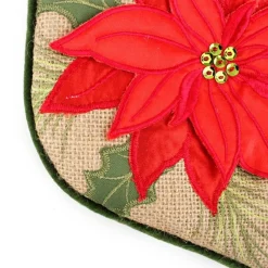 Personalised Burlap Poinsettia Christmas Stocking Store