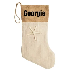 Personalised Burlap Starfish Christmas Stocking Clearance