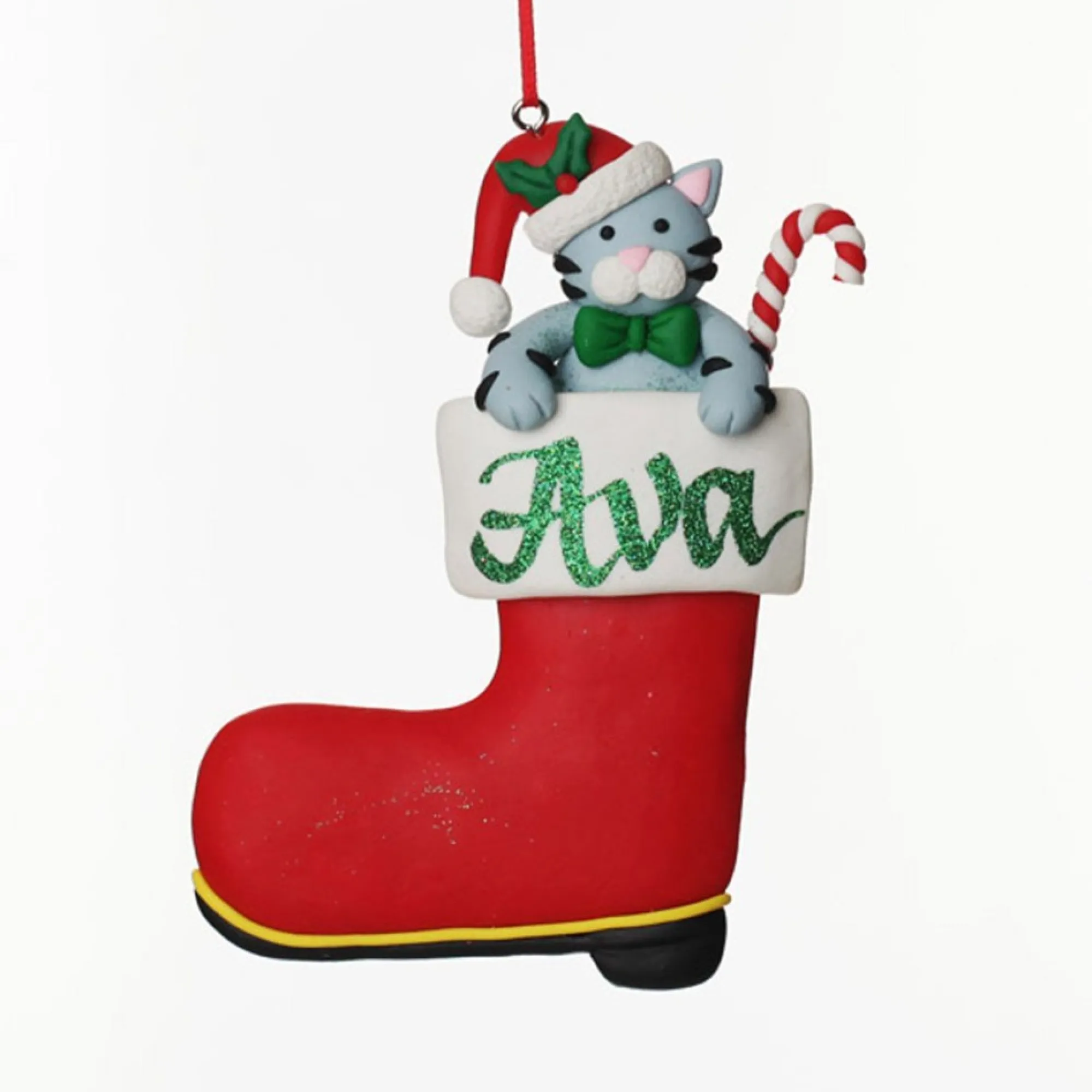 Personalised Cat in Santa Boot Christmas Decoration Online