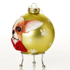 Personalised Chihuahua Dog with Red Bow Tie Lime Christmas Bauble Best