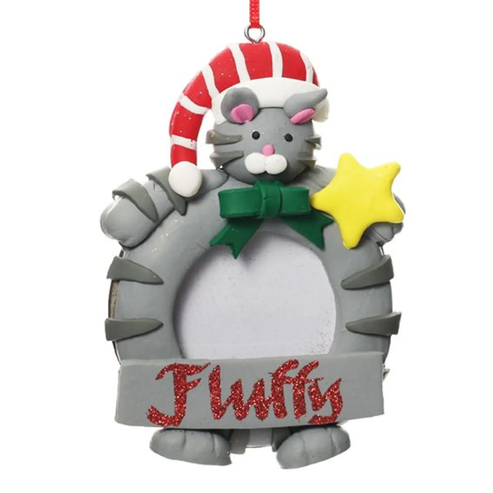 Personalised Christmas Cat Photo Frame Decoration New
