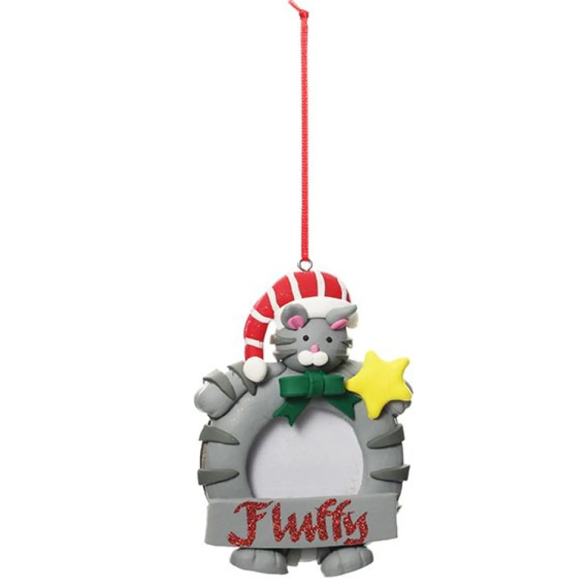 Personalised Christmas Cat Photo Frame Decoration New