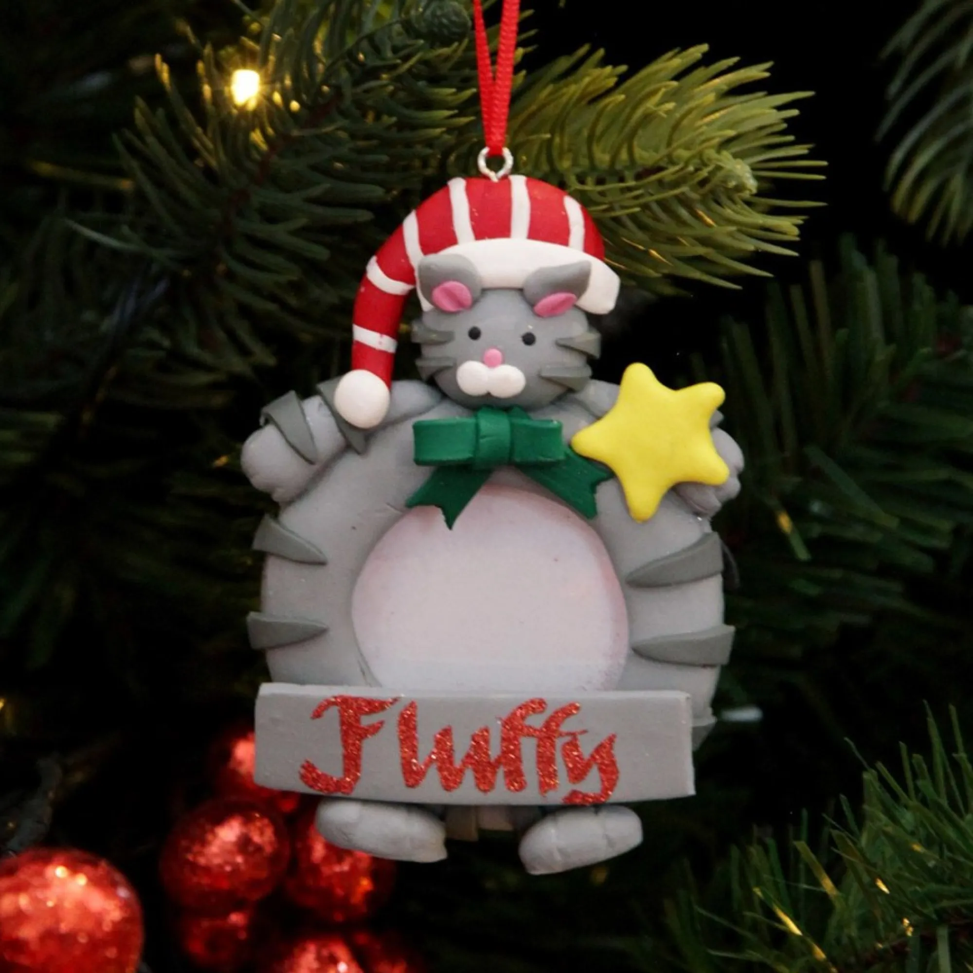 Personalised Christmas Cat Photo Frame Decoration New