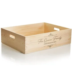 Personalised Christmas Eve Wooden Crate - Scroll Design Cheap