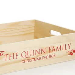 Personalised Christmas Eve Wooden Crate - Holly Design Best