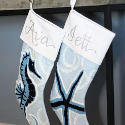 Personalised Coastal Seahorse Christmas Stocking Outlet