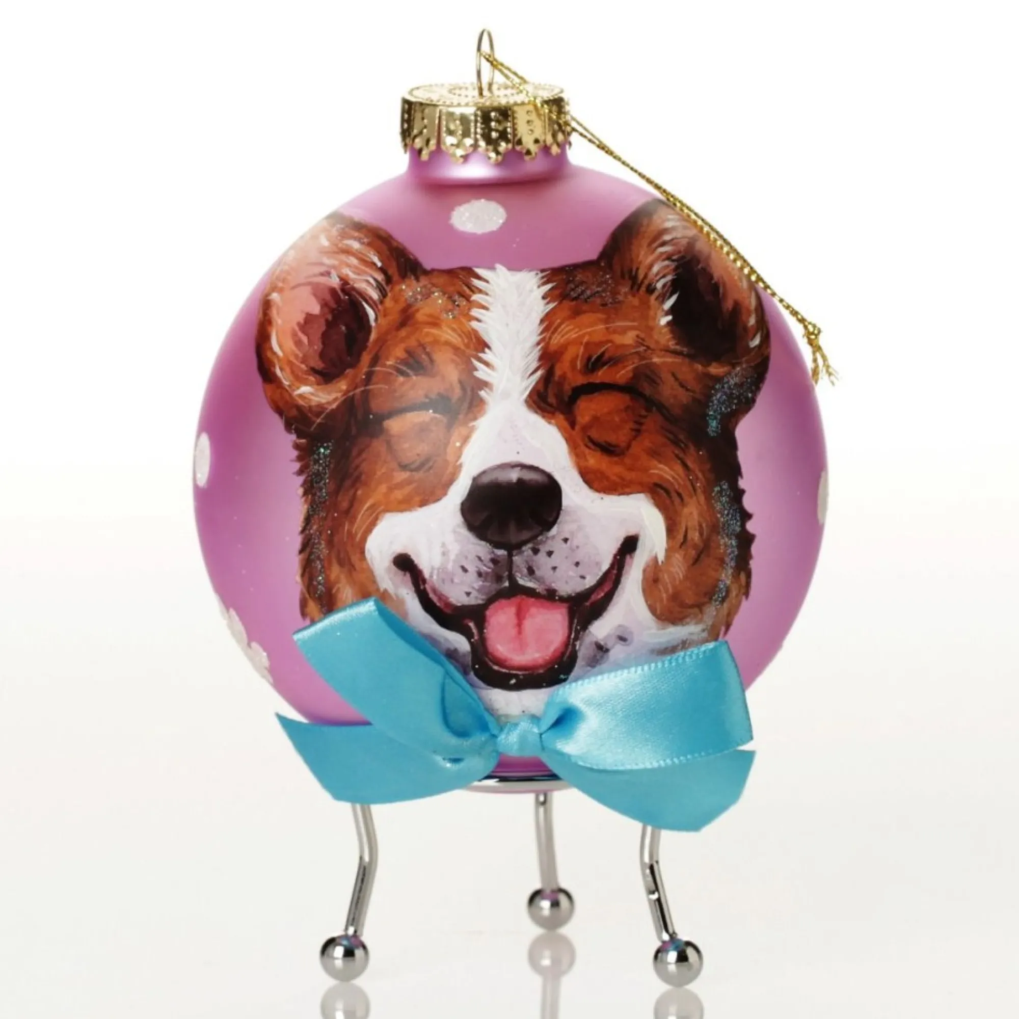 Personalised Corgi Dog with Bow Pink Chrismas Bauble Cheap