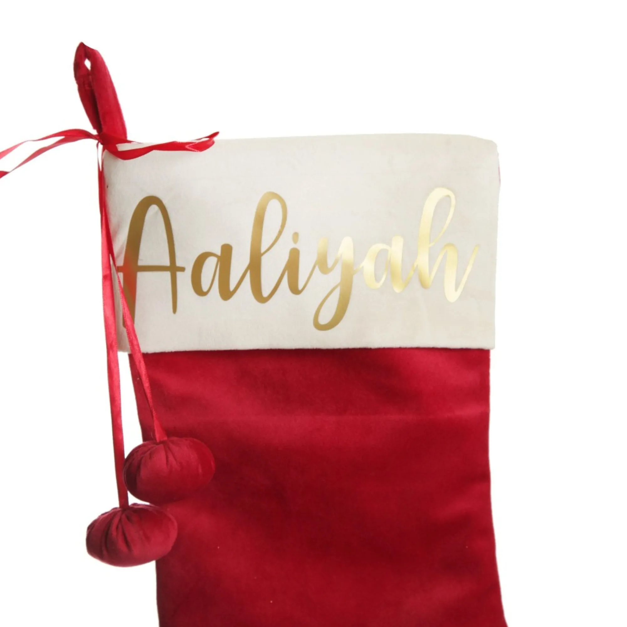 Personalised Dark Red Velvet Christmas Stocking New