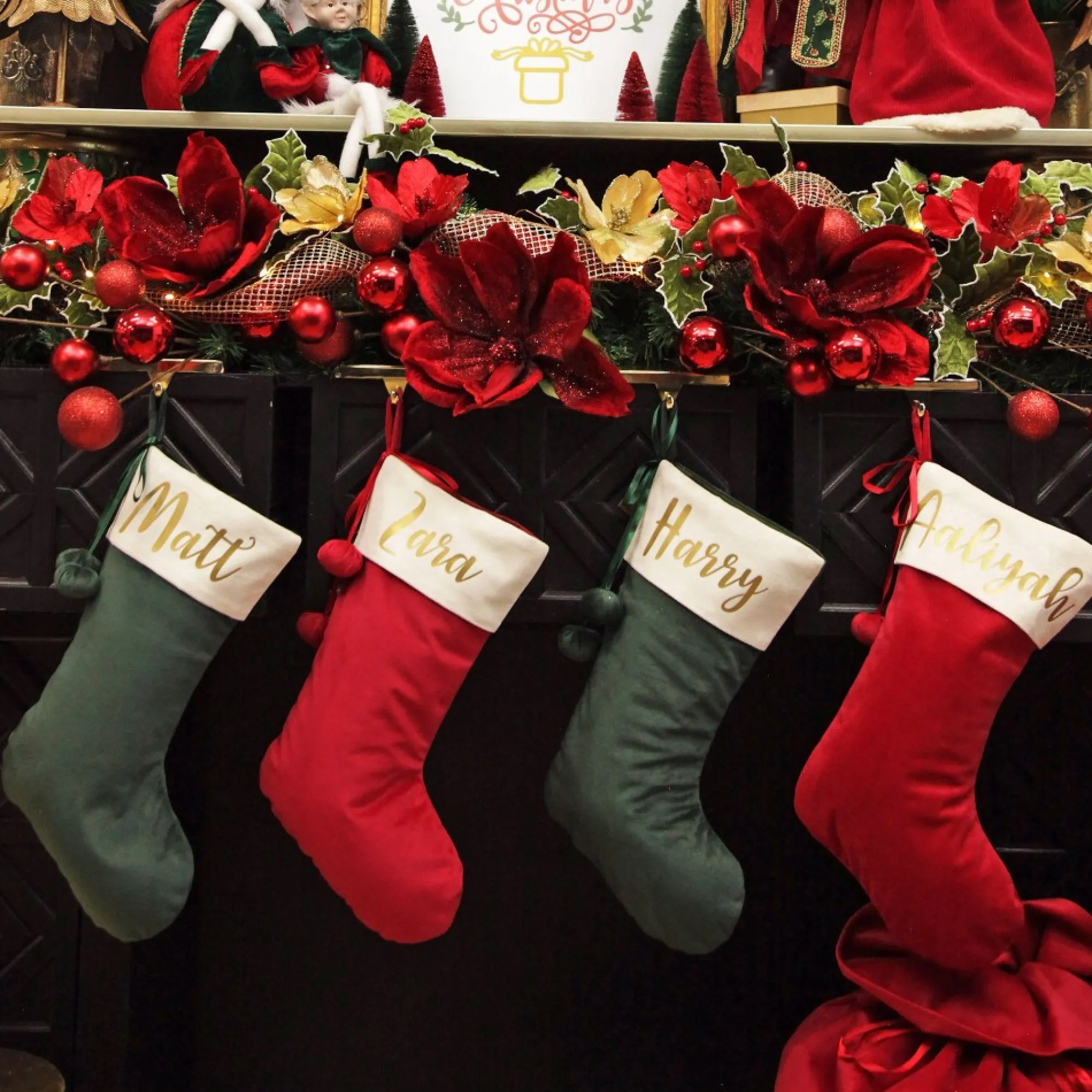 Personalised Dark Red Velvet Christmas Stocking New