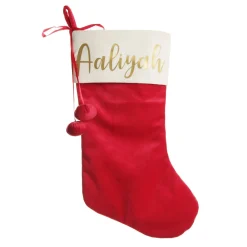 Personalised Dark Red Velvet Christmas Stocking New