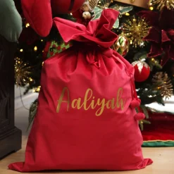 Personalised Dark Red Velvet Santa Sack Outlet