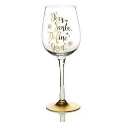 Personalised 'Dear Santa, Define Good' Wine Glass Sale