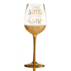 Personalised Dear Santa Just Bring Christmas Wine Glass Fashion