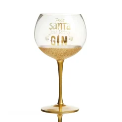 Personalised Dear Santa Just Bring Gin Large Christmas Wine Glass Clearance