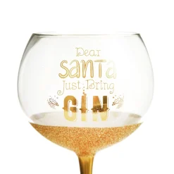 Personalised Dear Santa Just Bring Gin Large Christmas Wine Glass Clearance