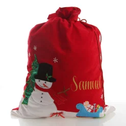 Personalised Deluxe Velvet Snowman Sack Best