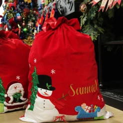 Personalised Deluxe Velvet Snowman Sack Best