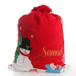 Personalised Deluxe Velvet Snowman Sack Best