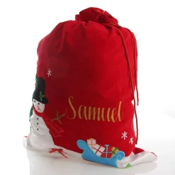 Personalised Deluxe Velvet Snowman Sack Best