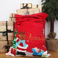 Personalised Deluxe Velvet Reindeer Sack New