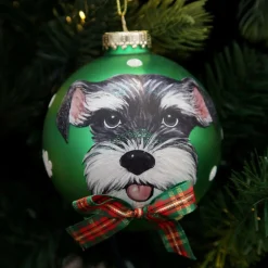 Personalised Dog with Bow Tie Green Christmas Bauble Online