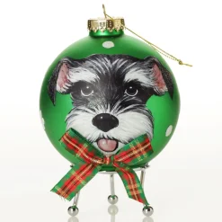 Personalised Dog with Bow Tie Green Christmas Bauble Online