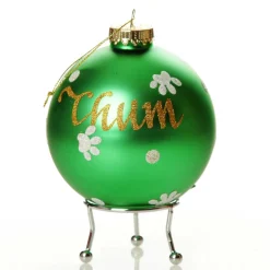 Personalised Dog with Bow Tie Green Christmas Bauble Online