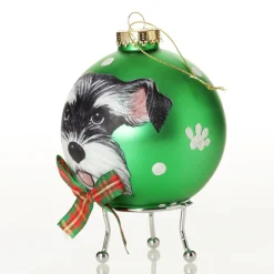 Personalised Dog with Bow Tie Green Christmas Bauble Online