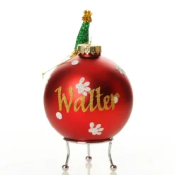 Personalised Dog with Party Hat Red Christmas Bauble Outlet