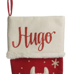 Personalised Fluffy Boy Llama Red Christmas Stocking Fashion