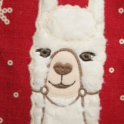 Personalised Fluffy Boy Llama Red Christmas Stocking Fashion