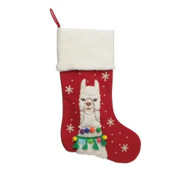 Personalised Fluffy Boy Llama Red Christmas Stocking Fashion