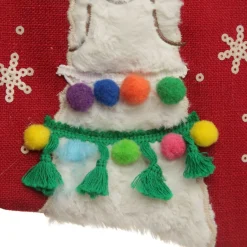 Personalised Fluffy Boy Llama Red Christmas Stocking Fashion
