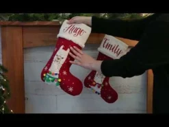 Personalised Fluffy Boy Llama Red Christmas Stocking Fashion