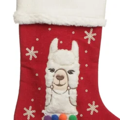 Personalised Fluffy Boy Llama Red Christmas Stocking Fashion