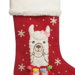 Personalised Fluffy Girl Llama Red Christmas Stocking Clearance