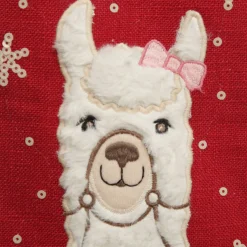 Personalised Fluffy Girl Llama Red Christmas Stocking Clearance
