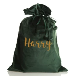 Personalised Forest Green Velvet Santa Sack New