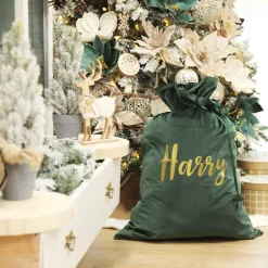 Personalised Forest Green Velvet Santa Sack New