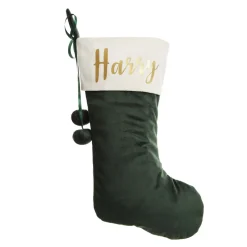 Personalised Forest Green Velvet Christmas Stocking Best