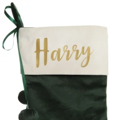 Personalised Forest Green Velvet Christmas Stocking Best