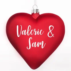 Personalised Frosted Red Glass Heart Best