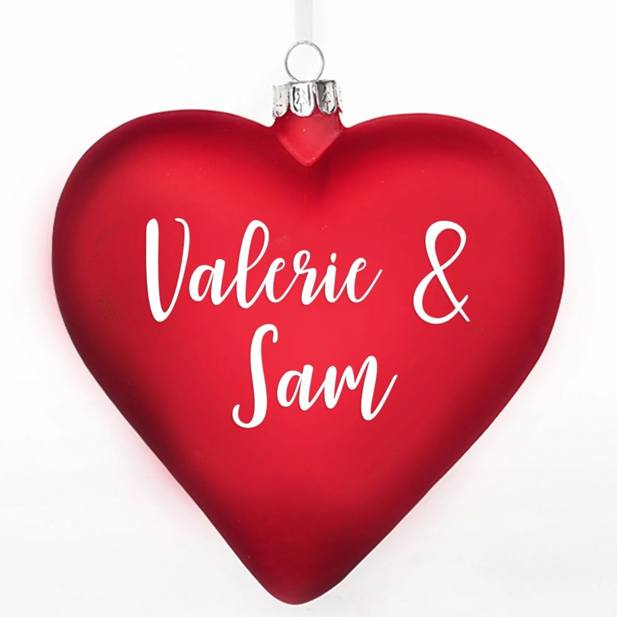 Personalised Frosted Red Glass Heart Best