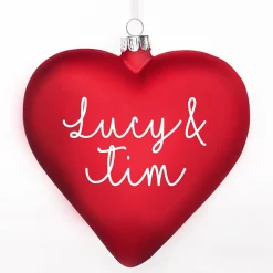 Personalised Frosted Red Glass Heart Best